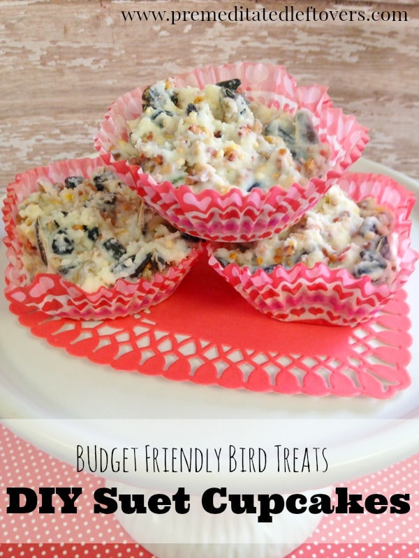 How to Make Suet Cupcakes - These DIY suet cupcakes, made with leftover grease, cupcakes cups, and birdseed are a fun and frugal way to attract birds to your yard.
