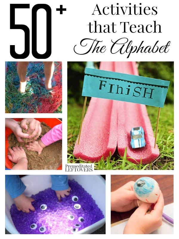 Looking for some fun activities to teach the alphabet to your child? Here are 50+ Activities to Teach the Alphabet including games, sensory bins, and more.