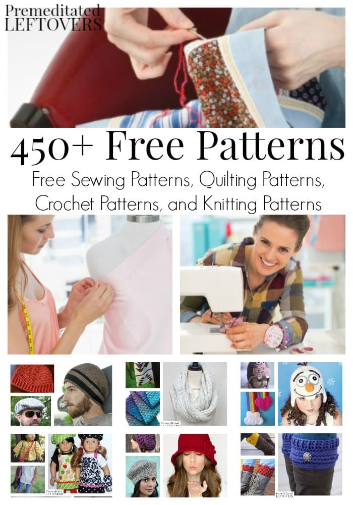 Over 450 Free Patterns including free sewing patterns, free quilting patterns, free crochet patterns, free knitting patterns, and free sewing tutorials.