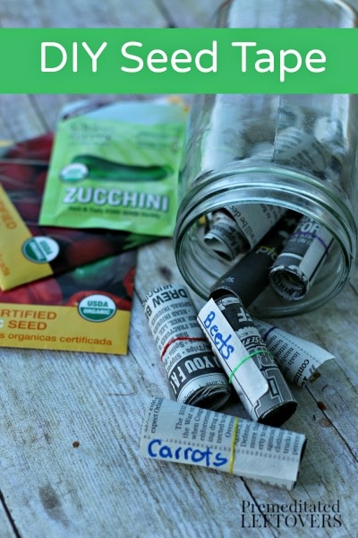 How to Make Seed Tape with Newspaper  - Get ahead start on your garden and use this tutorial to make your own Seed Tape while you wait for spring planting.