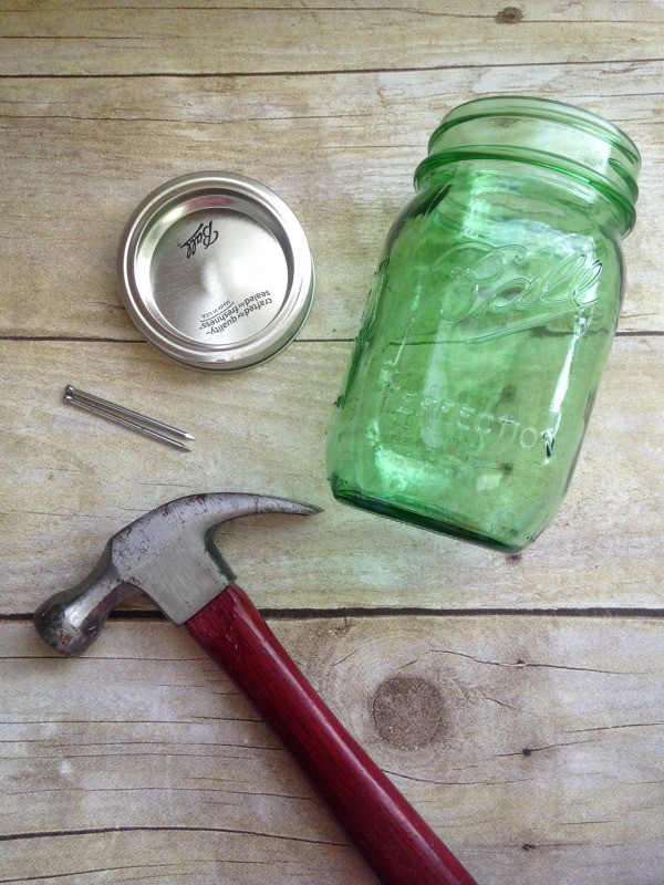 Use a vintage colored Ball canning jar to make a sugar shaker jar - tutorial with pictures