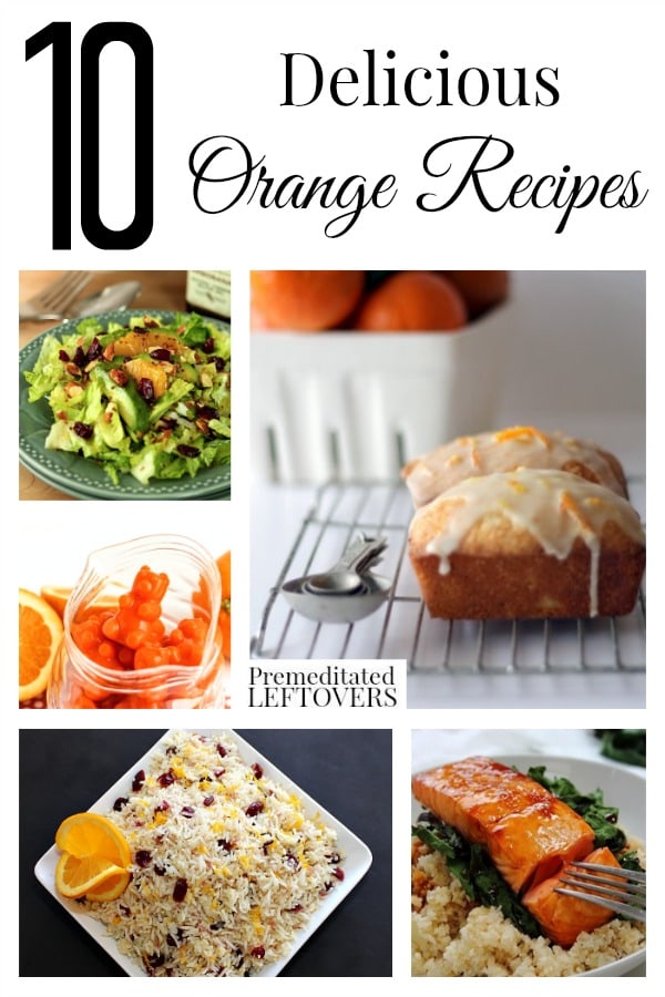 10 Delicious Orange Recipes & tips for freezing orange peels. Recipes include:  candied orange peels, orange cranberry rice, orange drinks, orange desserts.