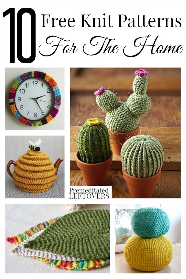 10 Free Knit Patterns for the Home including a computer wrist pad, a free pattern for a tea cozy, a washcloth pattern and other unique free knit patterns.