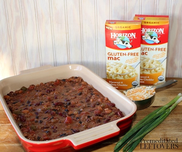 Gluten-Free Chili Macaroni and Cheese Casserole Recipe using Horizon Gluten-Free Macaroni & White Cheddar Cheese