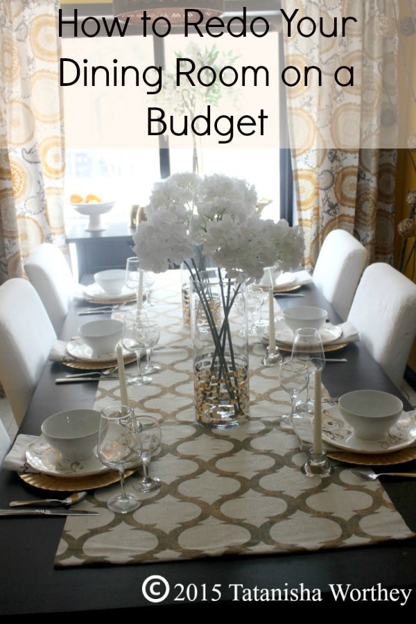 How to Redo Your Dining Room on a Budget - Here are some tips for redecorating a dining room on a budget and an elegant white and gold tablescape idea.