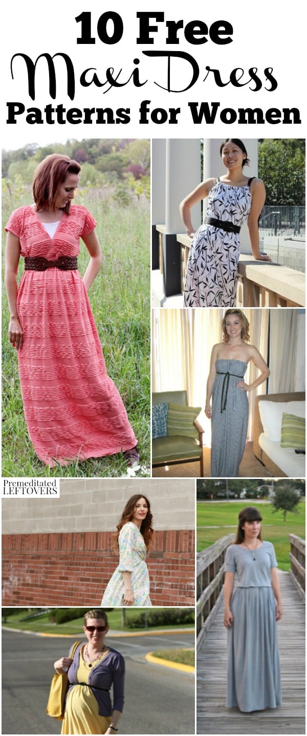 Check out these Free Maxi Dress Patterns for Women, including easy sewing patterns, maxi dress tutorials, and clever maxi dress patterns using knit sheets. 
