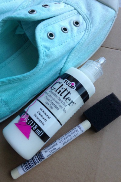 Adding Sparkle to Ombre Dyed Canvas Shoes