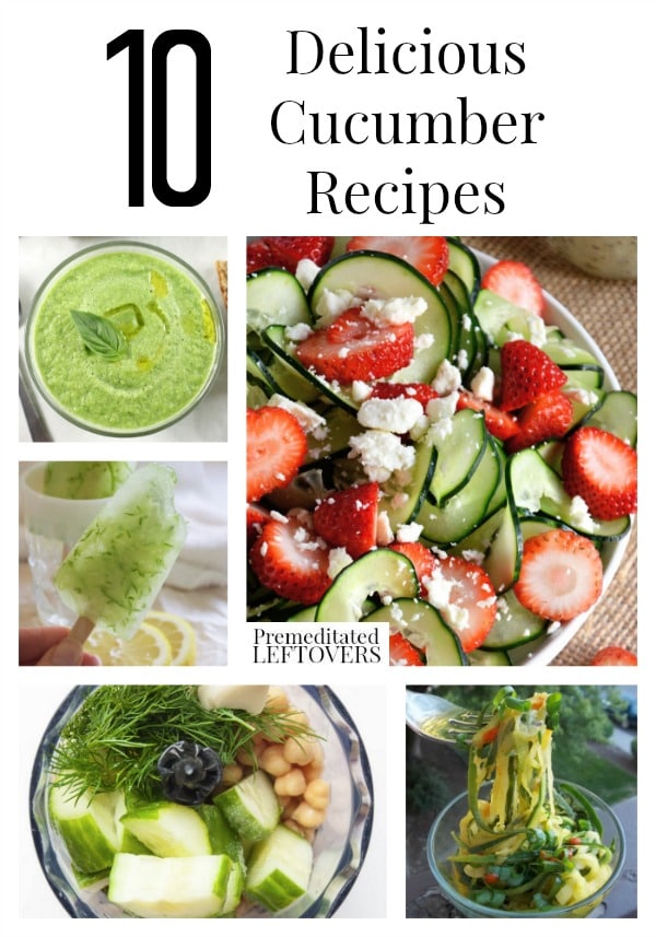 10 Delicious Cucumber Recipes including recipes for cucumber salad, smoothies using cucumber and cucumber appetizers.