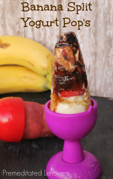 Banana Split Yogurt Popsicles - Your kids will love making and eating these delicious and healthier alternative to a banana split.