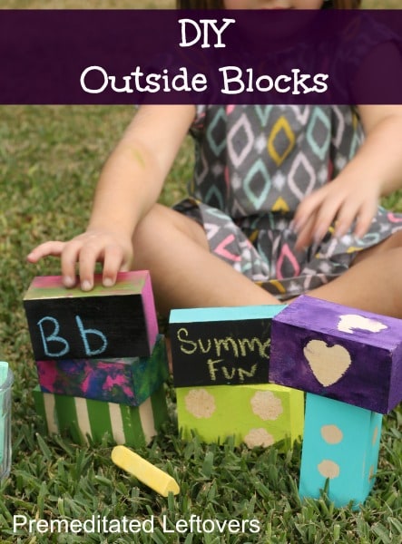 DIY Painted Outdoor Blocks for Kids - Here is an easy tutorial for creating your own painted outdoor blocks with your kids for outdoor play and learning.