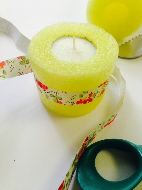 decorate the pool noodle luminaries with washi tape