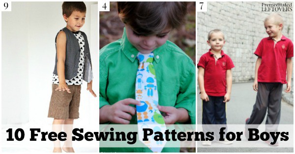 10 free sewing patterns for boys, including free patterns for hoodies, board shorts, ties, hats and more for boys of all ages.