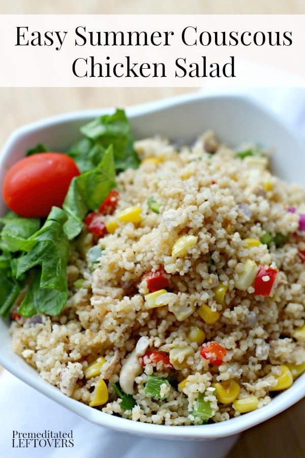 Easy Summer Couscous Chicken Salad Recipe - This easy couscous chicken salad recipe is a quick and easy dinner recipe or the perfect side dish for a party.