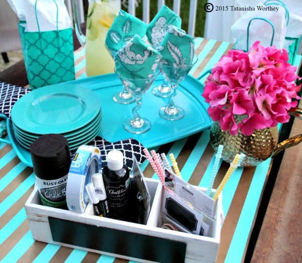 DIY Chalkboard Wine Glasses and Girl's Lunch Tablescape Supplies