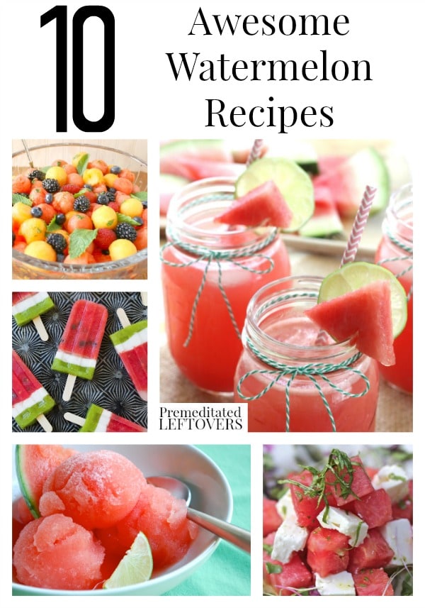 10 Awesome Watermelon Recipes, including watermelon cupcakes, watermelon salads, watermelon salsa, and refreshing watermelon beverages.