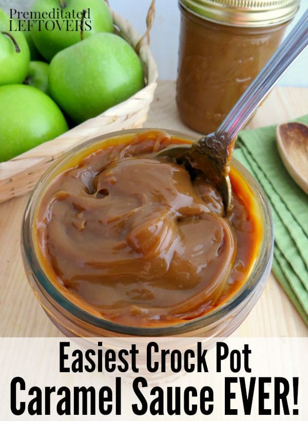 Easy One Ingredient Crock Pot Caramel Sauce Recipe - Here are directions for making caramel sauce in a slow cooker using a can of sweetened condensed milk.