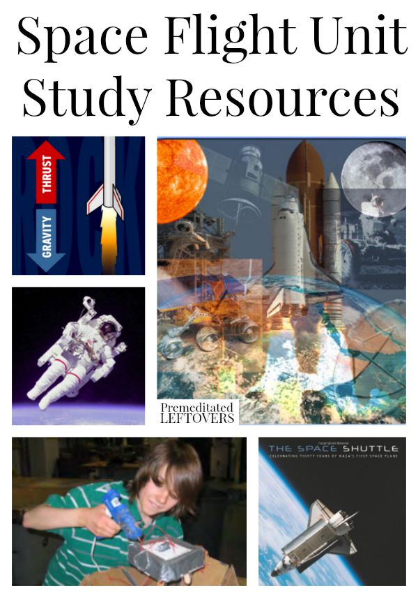 Space Flight Unit Study Resources including information on life in space, educational videos on space travel, and lesson plan ideas for space flight.