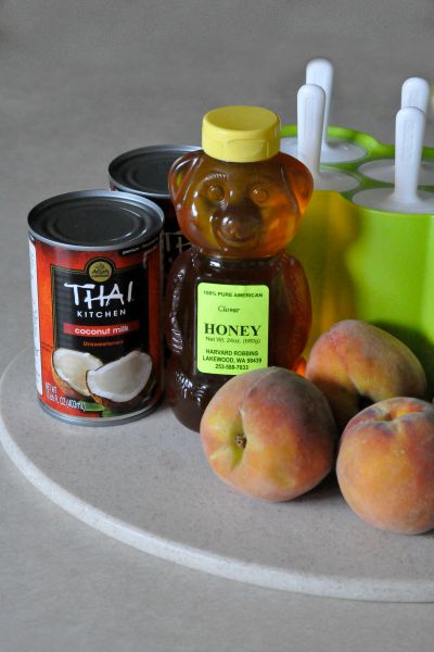 ingredients for peaches and cream popsicles