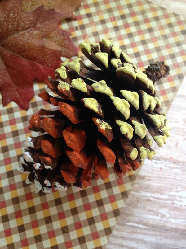 Hand Painted Candy Corn Pine Cone finished
