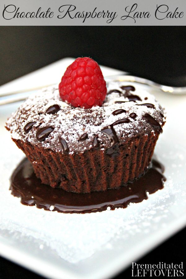 Chocolate Raspberry Lava Cake- Here is an easy and decadent dessert everyone will love. This Lava Cake is dripping with chocolate and topped with raspberry.