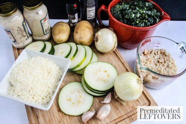 Potato Gratin with Zucchini and Kale ingredients