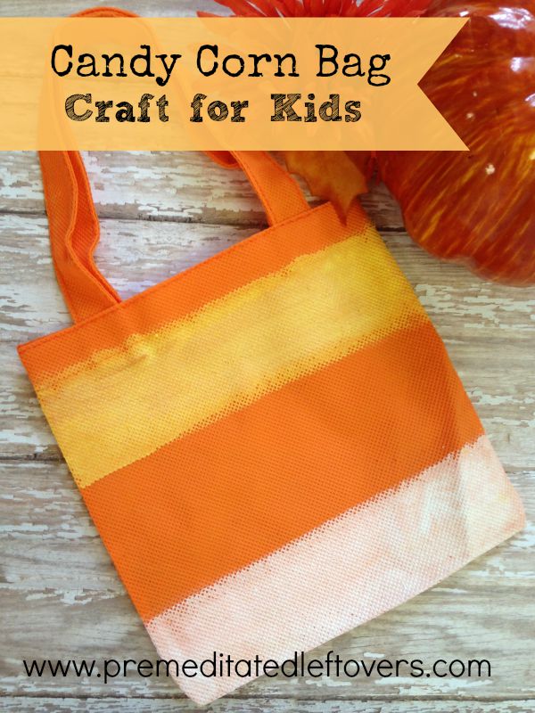 DIY Hand Painted Candy Corn Treat Bag Tutorial- Kids can make these candy corn bags to use to fill with candy or other fall treats. Fun fall craft for kids!