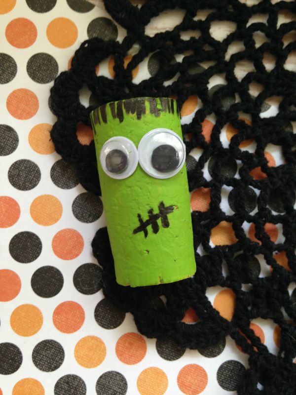 Halloween Cork Critters Craft for Kids Frankenstein