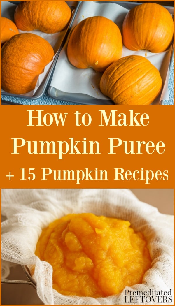Pumpkins cut in half on a roasting pan to make homemade pumpkin puree.