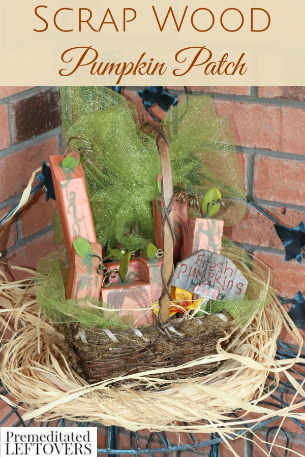 Scrap Wood Pumpkin Patch Basket- These cute wooden pumpkins are a fun and easy way to recycle old lumber. Create your own to decorate for the fall holidays. 