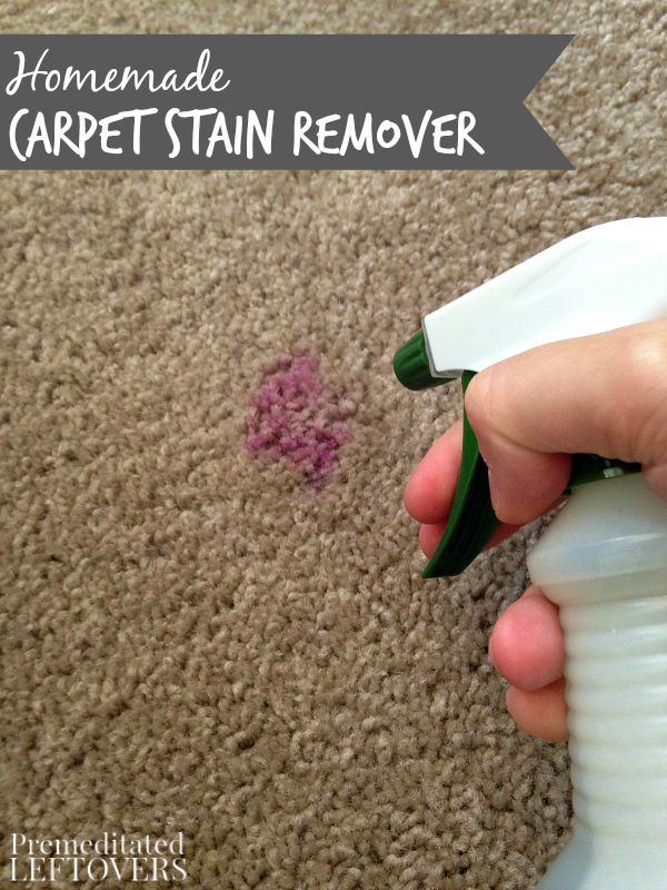 Homemade Carpet Stain Remover- This DIY spot treatment is a great way to eliminate carpet stains naturally and effectively. It's also inexpensive to make!