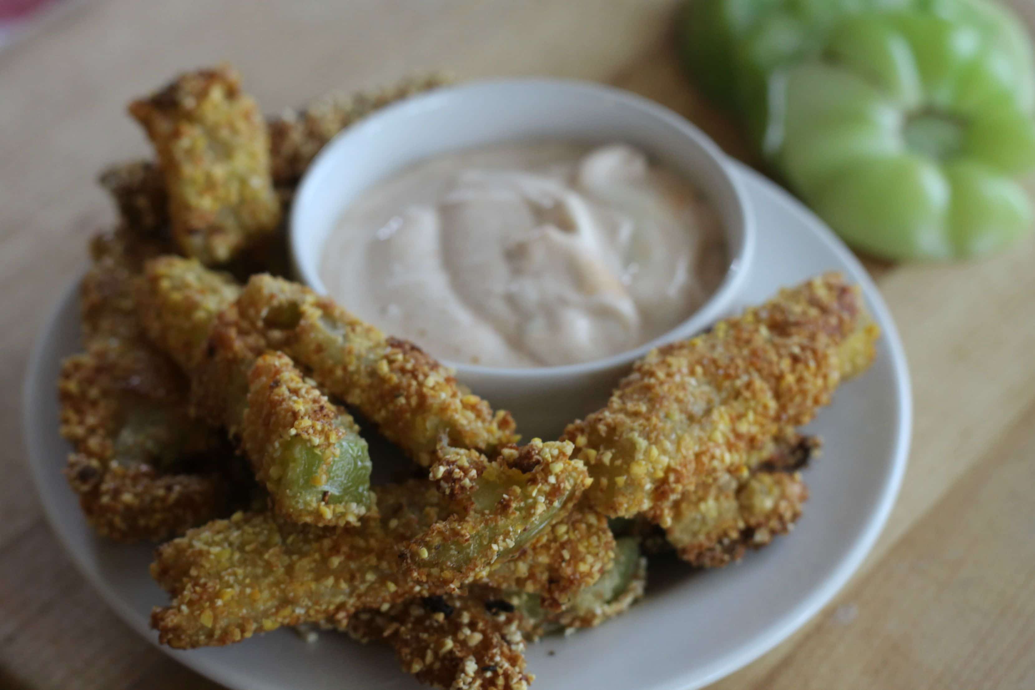 Cornmeal Crusted Fried Green Tomato Fries