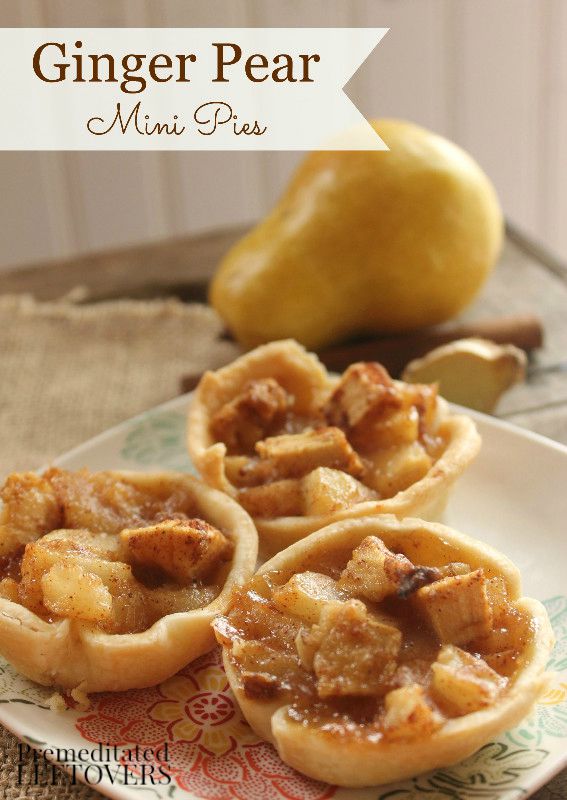 Ginger Pear Mini Pies Recipe - These mini pear and ginger pies will fill your home with the heavenly aromas and flavors of fall. Great dessert or on-the-go snack idea.