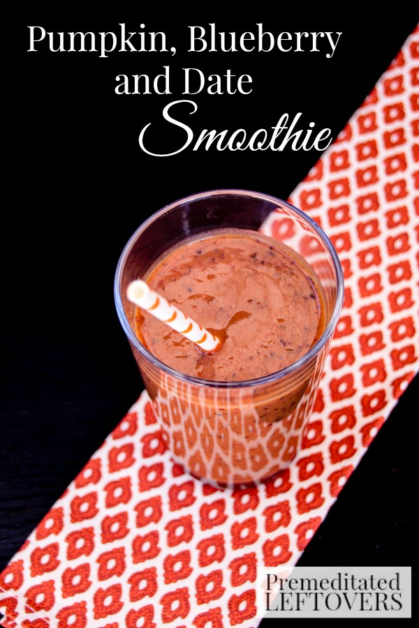 Pumpkin, Blueberry, and Date Smoothies- Fall is the perfect time to whip up this delicious smoothie for a healthy dose of pumpkin, blueberries, and dates.