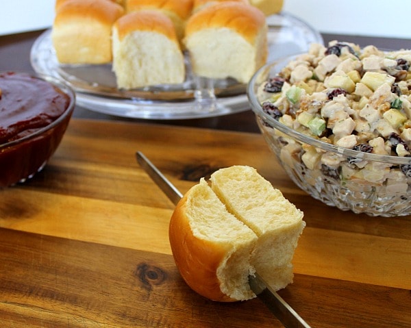 Turkey Salad Mini-Sandwiches served on King's Hawaiian Dinner Rolls
