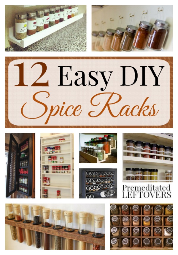 Easy DIY Spice Racks- Here are 12 homemade spice racks that will help you get your kitchen organized. These spice racks are inexpensive and easy to make. 