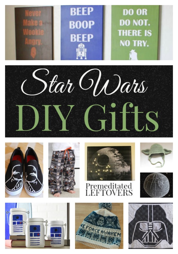 DIY Star Wars Gifts- These homemade gifts are inspired by The Force! Create clothing, wall art, and more for the Star wars fans on your Christmas gift list.
