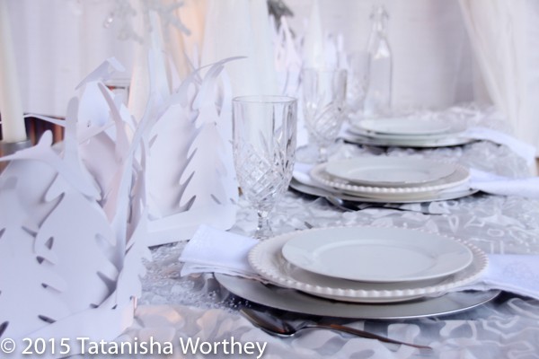 Winter Wonderland Tablescape Idea and DIY White Christmas Cones