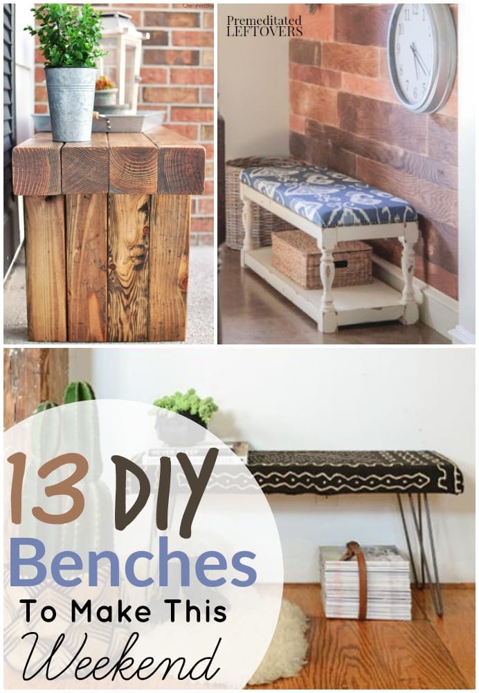 DIY Benches- Homemade Benches are the perfect way to provide seating and charm to any space. Here are 13 Easy DIY bench tutorials, so you can make your own.