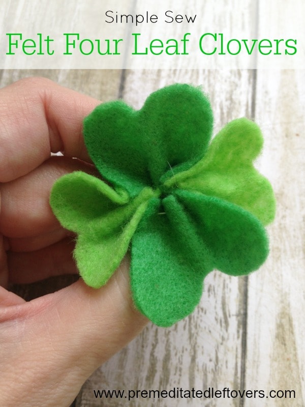 Hand-Stitched Felt Four Leaf Clovers- Four leaf clovers may be hard to find, but you can easily craft your own with green felt and basic hand stitching.