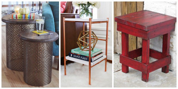 13 Quick and Easy DIY Side Tables- These homemade side tables are simple enough to make in a weekend. Build one that fits your style and decor!
