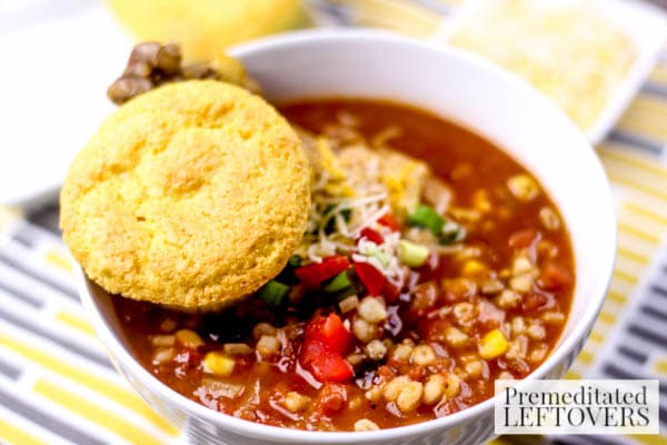 Chicken Chili with Barley- Ditch the ground beef and give this chicken chili a try instead. It's a hearty recipe that will keep you warm on cold days.