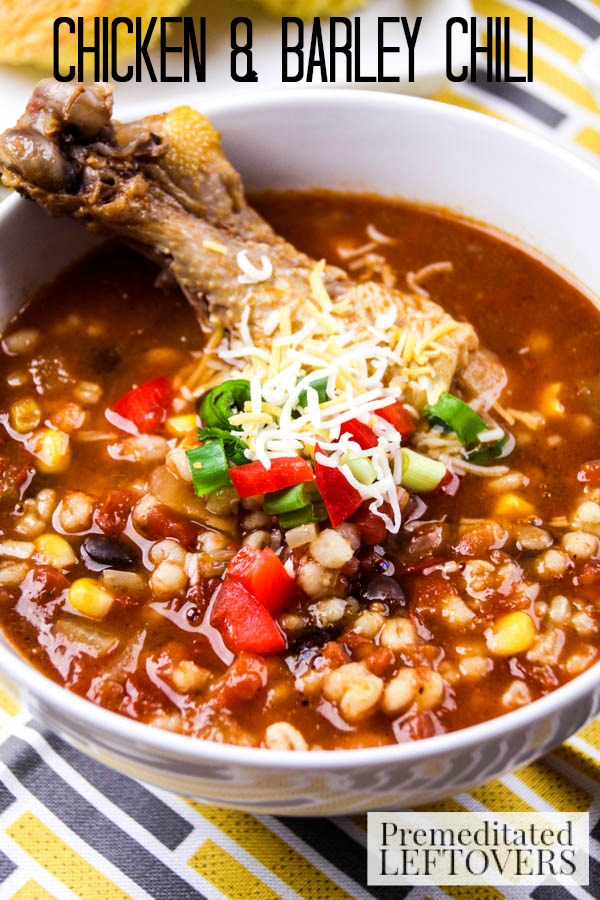 Chicken Chili with Barley- Ditch the ground beef and give this chicken chili a try instead. It's a hearty recipe that will keep you warm on cold days.