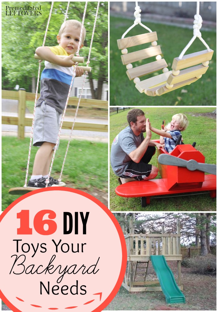 DIY Backyard Play Sets and Toys- Be the envy of every child on your block with these homemade swing sets and toys. Many of these are quite easy to build!