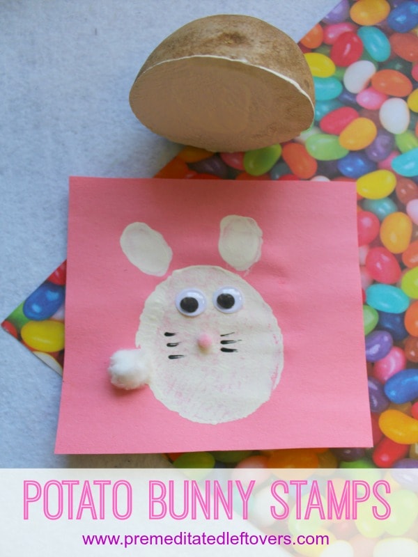 Handmade Bunny Stamps for Kids- Grab a potato and create these easy bunny stamps. Kids will love this fun yet simple craft for spring and Easter. 
