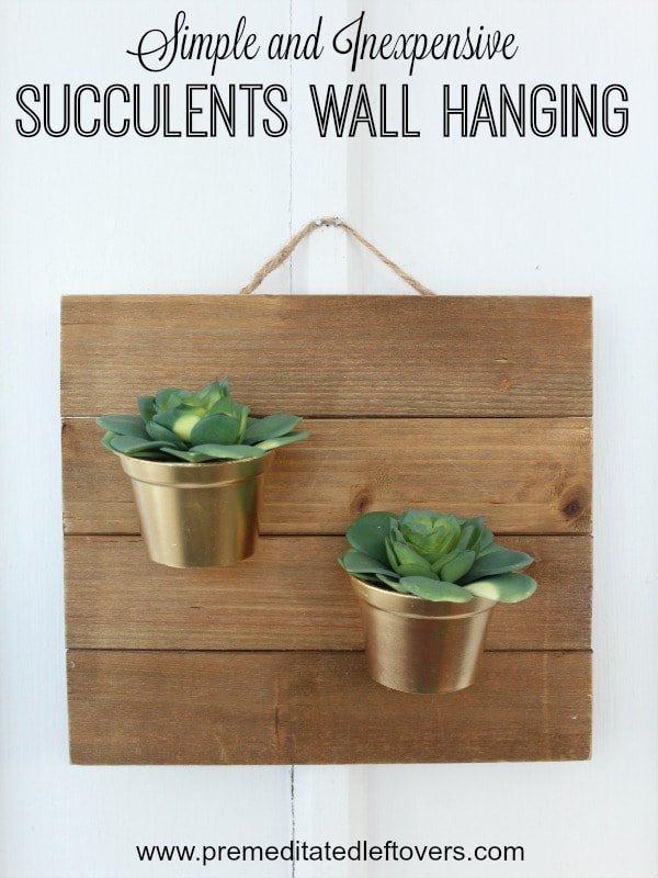 DIY Succulents Wall Hanging- This hanging planter is a low maintenance way to display succulents. You'll love how easy and inexpensive it is to make!