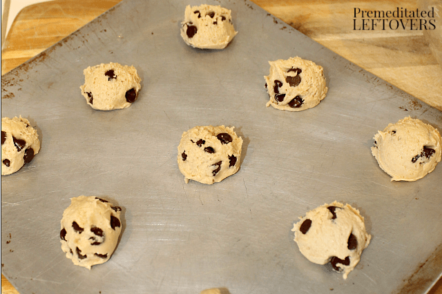 gluten-free dairy-free chocolate chip cookie dough on cookie sheet