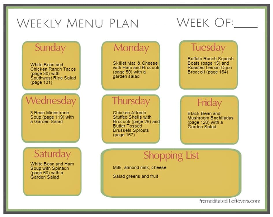 meal prep plan and menu plan