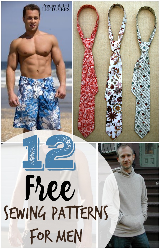 12 Free Sewing Patterns for Men- Looking for sewing patterns for men? Here are some great free sewing patterns that include men's clothing and accessories.