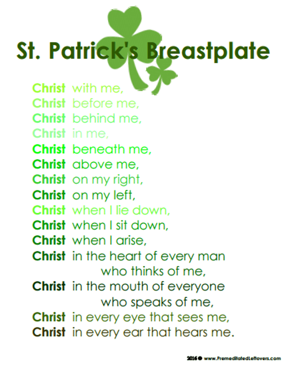 St Patrick s Breastplate Printables Of St Patrick s Prayer
