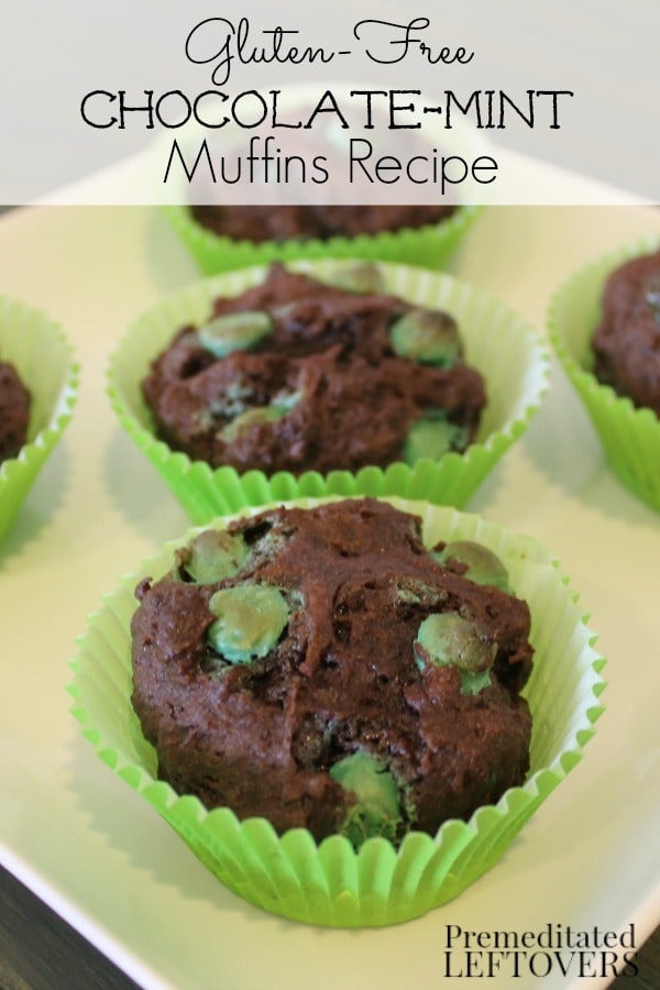 Gluten-Free Chocolate Muffins Recipe with Mint Chips - Enjoy these decadent gluten-free chocolate-mint muffins for brunch or as an afternoon snack!